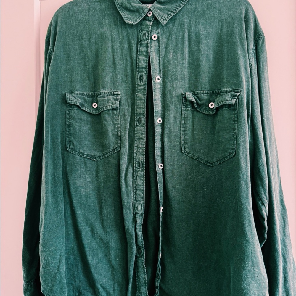 Vintage Green Button-Up Shirt
